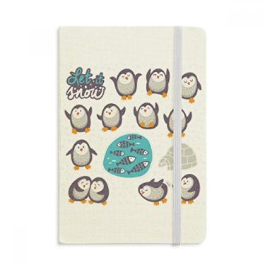Imagem de Caderno de desenho animado pinguim peixe neve animal capa dura diário clássico A5