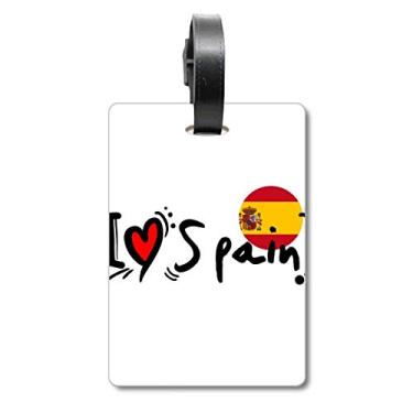 Imagem de I Love Spain Bandeira da Palavra Love Heart Ilustration Mala Etiqueta de Bagagem Cartão de Bagagem Scutcheon Etiqueta