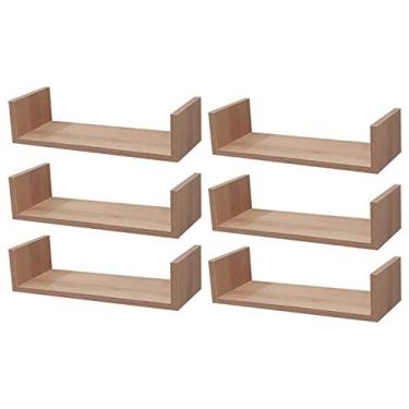 Imagem de Kit 6 Prateleiras U 40 x 20cm Carvalho Suporte Invisível