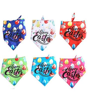 Imagem de Bandanas para cães de Páscoa da Yu-Xiang, 2 pacotes, para cães e gatos de estimação triangulares de páscoa, design de estrela de gato, oferta para cães médios e grandes (2 pacotes)