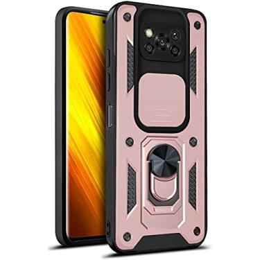 Imagem de MOONCASE Capa para Xiaomi Poco X3 NFC, camada dupla ultra fina PC+capa de proteção contra quedas de nível militar TPU macio com suporte magnético para capa para Xiaomi Poco X3 NFC - ouro rosa