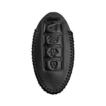 Imagem de SELIYA Capa para chave de carro, adequada para Nissan Qashqai J11 Juke X Trail T32 Tiida Micra chaveiro de metal cinza esfumaçado, 4 botões preto