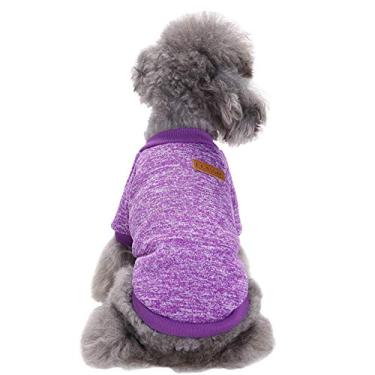 Imagem de CHBORLESS Pet Dog Sweater Warm Dog Pijama Macio Gato Suéter Roupas de Cachorro Pequeno Cães Suéter Inverno Doggie SweatshirtCHBORLESS X-Large roxo unknown