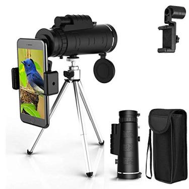 Imagem de Telescópio monocular, monóculo 40x60 com suporte para smartphone e tripé telescópio zoom à prova d'água Monóculo de alta potência para acampamento de observação de pássaros