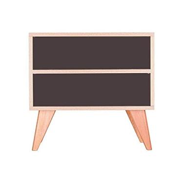 Imagem de Mesa de Cabeceira Retrô com Portas Bréscia Carvalho e Grafite