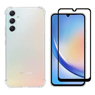 Imagem de Kit Capa Capinha Para Samsung Galaxy A34 5g Case Air Anti Impacto Transparente + Pel�cula De Vidro Temperado 3d Full Cover (Transparente + Vidro 3d)