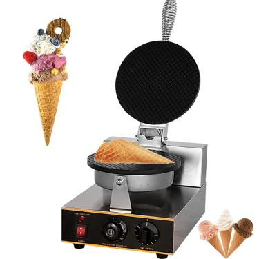 Imagem de MáQuina EléTrica De Casquinha De Sorvete, MáQuina De Casquinha Crocante Com Aquecimento De Dupla Face, Massa Antiaderente/FáCil De Limpar, (50~250°C / 0-5 Minutos),Singlehead