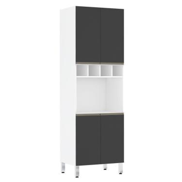 Imagem de Paneleiro Perola 70 Cm C/ Nicho Microondas Branco C/ Preto T