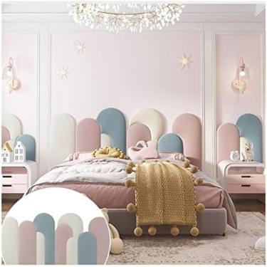 Imagem de Papel De Parede De Almofada Macia Anti-colisão, Cabeceira Estofada Montada Na Parede, Estofamento Descascado E Colado, Para Cabeceiras De Cama Com Revestimento De Parede,Rosa,56x120cm,Pleasant63
