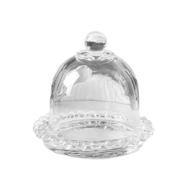 Imagem de Generic Suporte de vidro para bolo, bandeja de servir com tampa, placa de corte, aperitivo, display de pão para decoração de jantar de aniversário, borda de renda