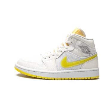 Imagem de Tênis de basquete feminino Jordan Nike Mid, Sail/Lt Vltge Ylw II - branco, 35
