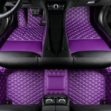 Imagem de Tapetes de carro personalizados cabem em 99% dos carros, SUVs e carros esportivos, carpete de couro antiderrapante com cobertura total para homens e mulheres, tapetes de carro de luxo-Purple