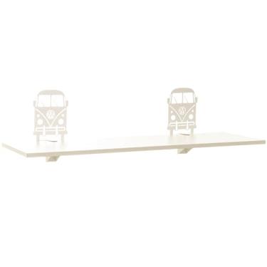 Imagem de Prateleira Decorativa Kombi, Cor Branco Microtextura com Madeira Branca, Metaltru