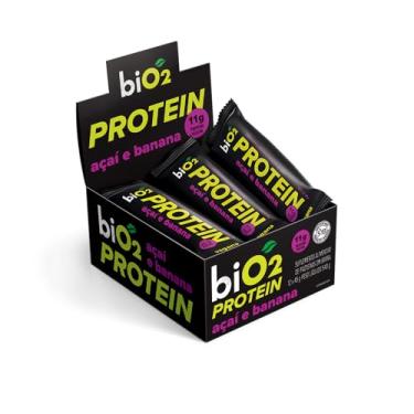 Imagem de biO2 Display Barra de Proteína Açai, Banana e Pasta de Amendoim, 12 unidades de 45g, Protein Bar Vegana e Sem Glúten