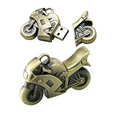 Imagem de 32 GB Metal Forma Motocicleta USB 2.0 Flash Drive Pen Drive Pen Drive Pen Drive USB Stick USB Drive Flash Disk Pen Drive USB Stick U Disk PenDrive (Oliva)