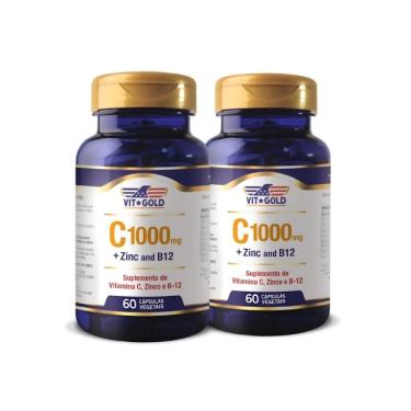Imagem de Kit 2x Vitamina C 1.000mg + Zinco + B12  60 Cápsulas VitGold 