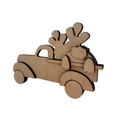 Imagem de Aplique Camionete/pick up com coelho e cenouras - Jeito Próprio Artesanato