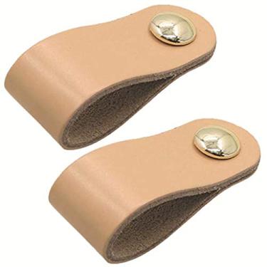 Imagem de 2 peças de puxadores de couro - armário de cozinha, guarda-roupa, maçaneta de porta, puxadores de couro, ferragens para móveis, preto (orifício único cor de carne)