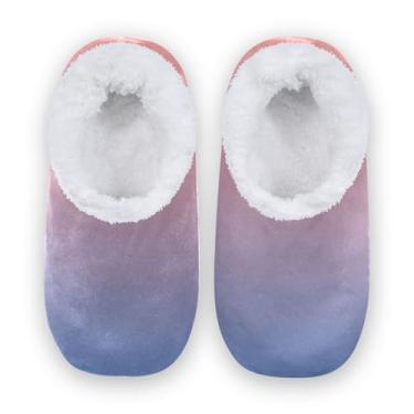 Imagem de CHIFIGNO Sapatos femininos vintage Fantasy Bubble para banheira, chinelos masculinos, chinelos de casa de hóspedes M-XXL, Azul, rosa dégradé, X-Large