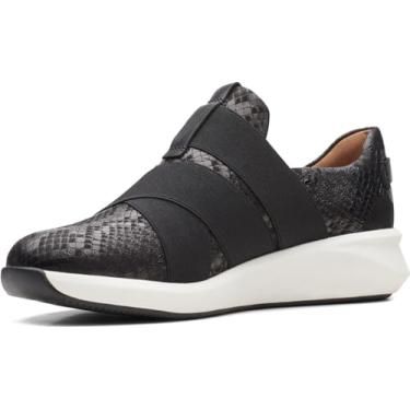 Imagem de Clarks Tênis feminino de cano baixo, Cobra preta, 7.5 Wide