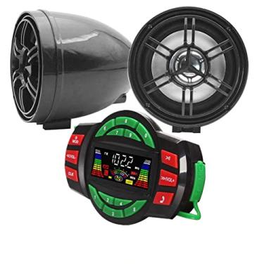 Imagem de beyondcity Alto-falante estéreo USB Bluetooth à prova d'água para motocicleta, sistema de som e rádio MP3 (preto)