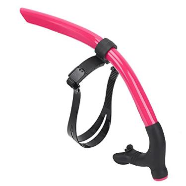 Imagem de MUNEFE Tubo de respiração de snorkel frontal, snorkel de mergulho livre removível, equipamento de treinamento de natação com carregamento frontal para nadadores (rosa)