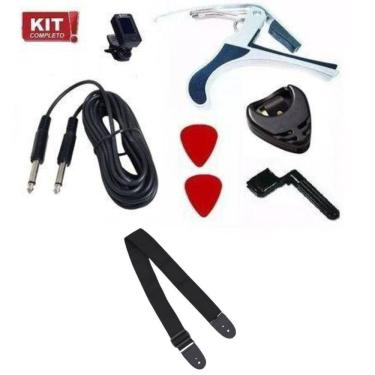 Imagem de Kit Acessórios Violão Encordoador Cabo Afinador Palheta Capo