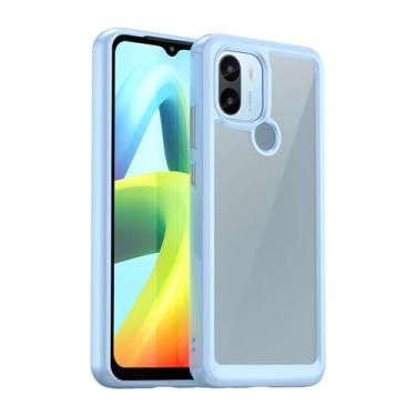 Imagem de Capa e capa para Xiaomi Redmi A2 Plus, botão de pressão flexível, capa transparente, anti-impressões digitais. Proteção total de 360° - azul