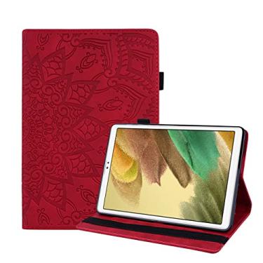 Imagem de YBFJCE Capa para Samsung Galaxy Tab A7 Lite 8,7 polegadas 2021, capa protetora fina com suporte para lápis, capa fólio de couro PU premium para Samsung Galaxy Tab A7 Lite 2021 (SM-T220/T225), vermelha