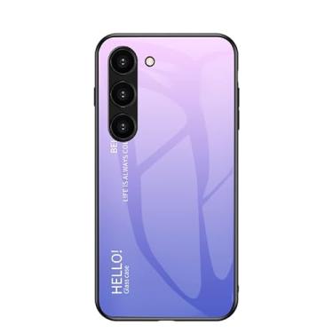 Imagem de MZCHENYI Capa para celular Lenovo Z5s, dez estilos de cores, vidro líquido leve, toque nu, à prova de explosão, resistente ao desgaste e resistente a arranhões, capa de telefone gradiente moderna roxa