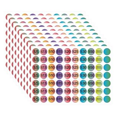 Imagem de CIEOMODA Adesivos de preço de venda de garagem de 2,5 cm, adesivo de preço colorido pré-impresso em dólar, adesivos de preços pré-impressos para mercado de pulgas de varejo 700 peças 5-50USD