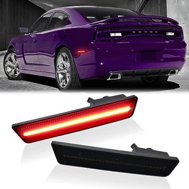 Imagem de DERMOKA Luzes de LED laterais traseiras vermelhas para-choque luzes de sinal de estacionamento para Dodge Challenger 2008-2014 e carregador 2011-2014 lente fumada, 2 peças