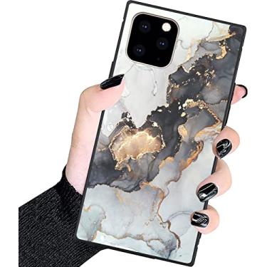 Imagem de ZHUXUXITT Capa quadrada de luxo para iPhone 11 Pro Max, moda elegante para mulheres, meninas, policarbonato rígido + silicone macio é à prova de choque e antiderrapante - Máx mármore preto branco (6,5 polegadas)