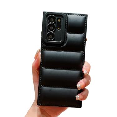 Imagem de Yueyoer Capa acolchoada para Samsung Galaxy Note 20 Ultra, capa protetora 3D, toque macio, moderno, confortável, de pelúcia, jaqueta para meninas e mulheres [alta proteção antiarranhões] (preto)