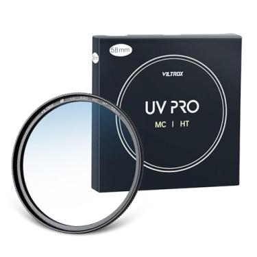 Imagem de VILTROX Filtro de proteção UV MC de 58 mm com 18 revestimentos multicamadas UHD/hidrofóbico/resistente a arranhões, moldura ultrafina, filtro UV compatível com lentes de câmera Canon Nikon Sony Fuji,