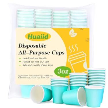 Imagem de 200 pacotes pequenos descartáveis para enxaguante bucal de banheiro copos de papel espresso, copos de papel azul, copos quentes de papel para lanches, banheiro, expresso, perfeito para casa, condomínios, trailers, trailers (85 g)