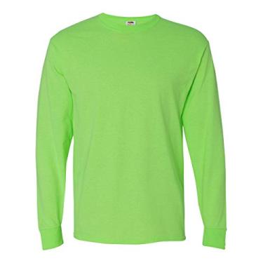 Imagem de Fruit of the Loom 142 g. Camiseta de manga longa 100% algodão pesado HD (4930), Neon Green, 3X-Large