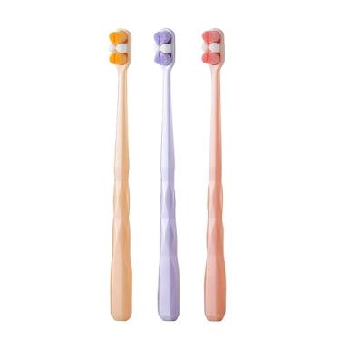 Imagem de RYZGOJV Escovas de dentes premium embaladas individualmente, cerdas de nylon macias multicoloridas, escovas de limpeza para dentes sensíveis e gengivas recuadas, 3 peças-B06