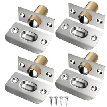Imagem de Jiayi Ferragens ajustáveis para prender bolas de mola – Trava superior de porta francesa de latão, trava forte para armário drive-in para despensa, fecho invisível de armário (pacote com 4, prata)