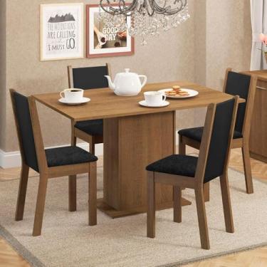 Imagem de Conjunto Sala de Jantar Mesa Tampo de Madeira 4 Cadeiras Rustic/preto/oxford Talita Madesa