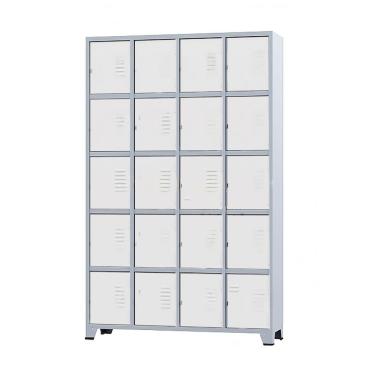 Imagem de Armário Roupeiro De Aço Para Vestiário 20 Portas Locker Branco com Chave