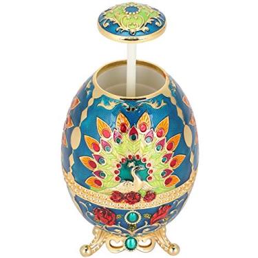 Imagem de Sluffs Paliteiro Retrô De Metal Retrô Em Forma De Ovo De Pavão Caixa De Armazenamento Multifuncional Portátil, Dispensador De Palito Retrátil Manual Para Cozinha Casa Restaurante Clube Bar