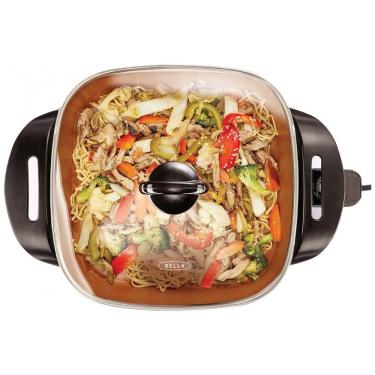 Imagem de Panela Elétrica Multifuncional, Aço Inoxidável com Controle de Temperatura, 1200W, 110V, BELLA 14607, Preto