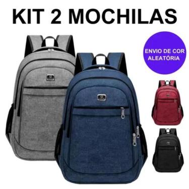 Imagem de Kit 2 Mochilas Bolsa Viagem Resistente Impermeável Coreana Masculina F