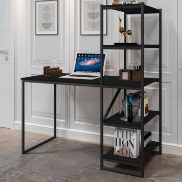 Imagem de Home Office Vintage para Escritório com Prateleira Blast Preto - Mais 