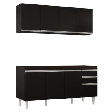 Imagem de Armário Aéreo Nevada e Balcão Para Pia 160cm Arkansas Preto - Lumil - 