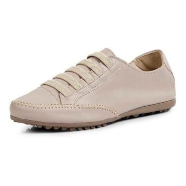 Imagem de mocatênis sapatênis feminino de couro confortável Nude - Izabella Araú