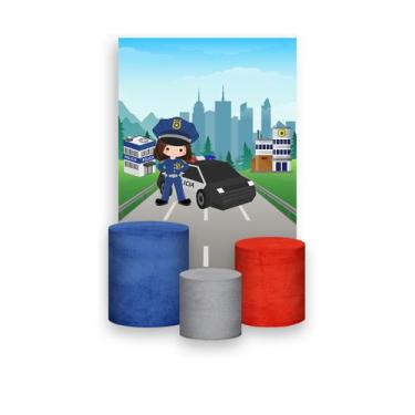 Imagem de Painel De Festa Vertical 1,50 x 2,20 + Trio De Capas Cilindro - Posto 