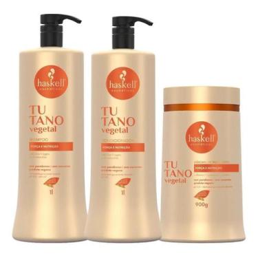 Imagem de Kit Haskell Tutano Shampoo 1 Litro 1 Condicionador 1 Litro 1 Mascara 9