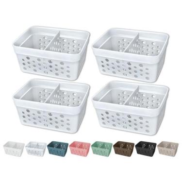 Imagem de Kit 4 Cesto Organizador Trama Rattan c/ Divisória Removível - Usual Ut